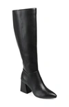 Journee Collection Landree Vegan Leather Block Heel Boot In Black