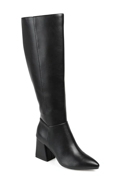 Journee Collection Landree Vegan Leather Block Heel Boot In Black