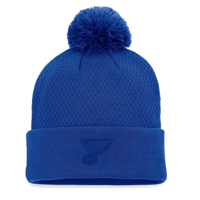 Fanatics Branded Blue St. Louis Blues Authentic Pro Road Cuffed Knit Hat With Pom