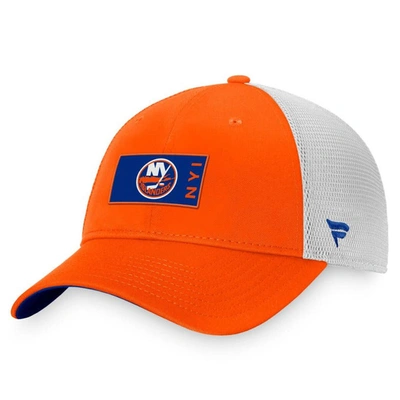Fanatics Branded Orange/white New York Islanders Authentic Pro Rink Trucker Snapback Hat In Orange,white
