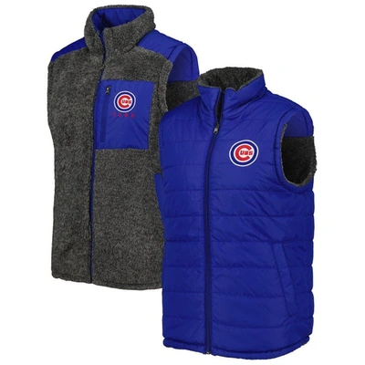 G-iii Sports By Carl Banks Royal/charcoal Chicago Cubs Power Hitter Reversible Full-zip Vest