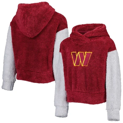 Outerstuff Kids' Girls Youth Burgundy/gray Washington Commanders Game Time Teddy Fleece Pullover Hoodie