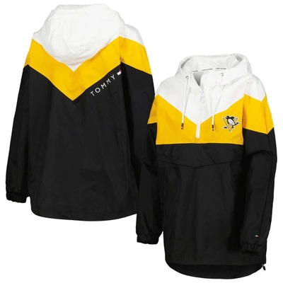 Tommy Hilfiger Black/gold Pittsburgh Penguins Staci Half-zip Windbreaker Jacket