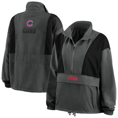Wear By Erin Andrews Charcoal Chicago Cubs Packable Half-zip Jacket