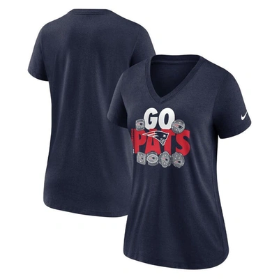 Nike Navy New England Patriots Hometown Collection Tri-blend V-neck T-shirt