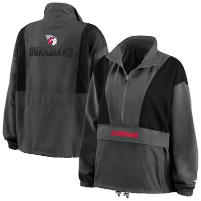 Wear By Erin Andrews Charcoal Cleveland Guardians Packable Half-zip Jacket