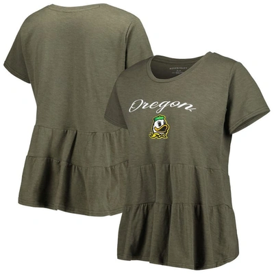 Boxercraft Green Oregon Ducks Willow Ruffle-bottom T-shirt