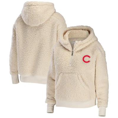 Wear By Erin Andrews Cream Chicago Cubs Plus Size Sherpa Quarter-zip Hoodie