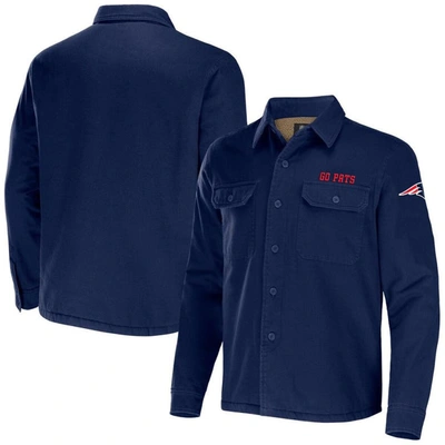 Nfl X Darius Rucker Collection By Fanatics Navy New England Patriots Canvas Button-up Shirt Jacket