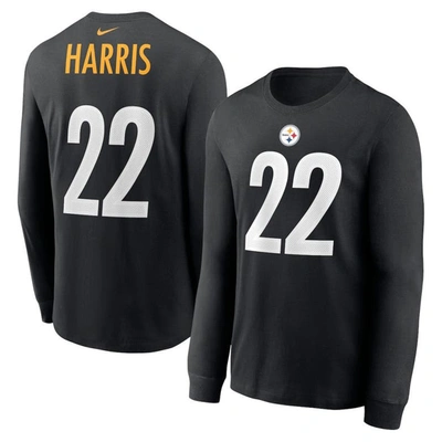 Nike Men's  Najee Harris Black Pittsburgh Steelers Player Name & Number Long Sleeve T-shirt