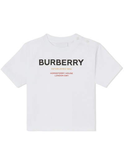 Burberry White Cotton Logo Baby T-shirt