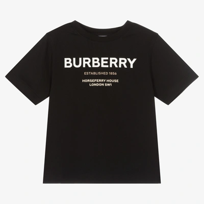 Burberry Babies' Black Cotton Logo T-shirt