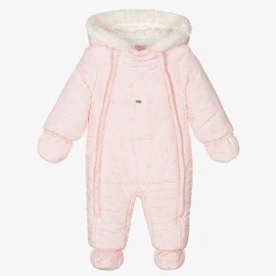 Mayoral Newborn Girls Pale Pink Stars Baby Snowsuit