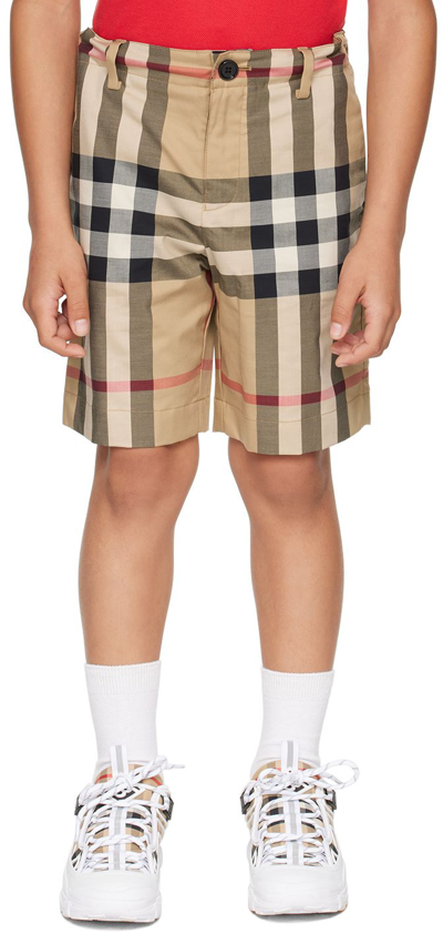 Burberry Teen Boys Beige Check Shorts In Archive Beige Ip Chk