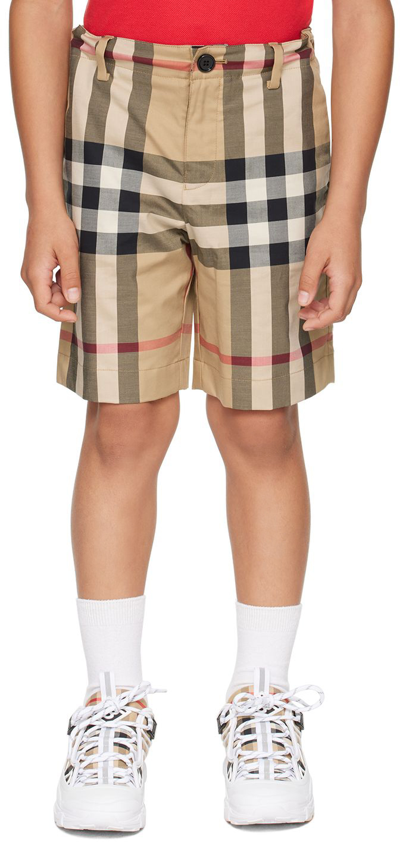 Burberry Teen Boys Beige Check Shorts ModeSens