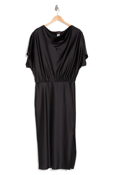 Renee C Satin Off The Shoulder Dress In Black