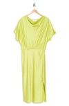 Renee C Satin Off The Shoulder Dress In Citron