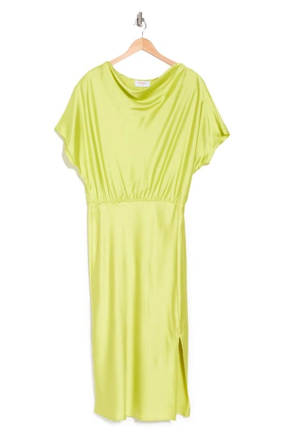 Renee C Satin Off The Shoulder Dress In Citron