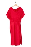 Renee C Satin Off The Shoulder Dress In Red