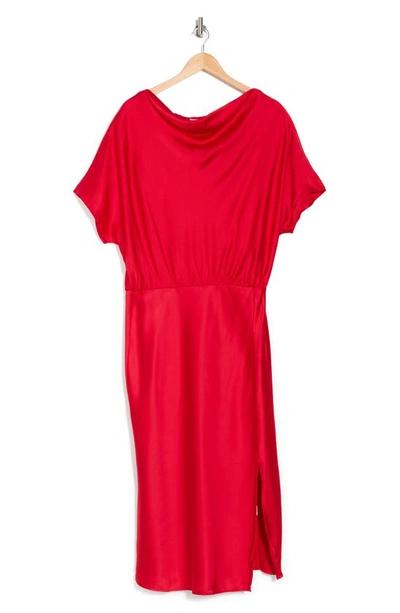 Renee C Satin Off The Shoulder Dress In Red