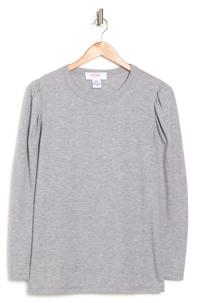 Renee C Long Sleeve Puff Shoulder Top In Grey