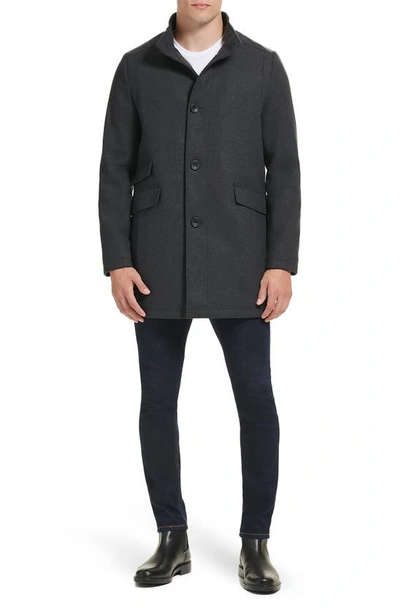 Kenneth Cole New York Melton Walker Coat In Charcoal