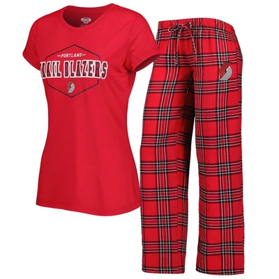 Concepts Sport Red/black Portland Trail Blazers Badge T-shirt & Pyjama Trousers Sleep Set