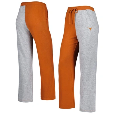 Zoozatz Women's  Texas Orange, Gray Texas Longhorns Colorblock Cozy Tri-blend Lounge Pants In Texas Orange,gray