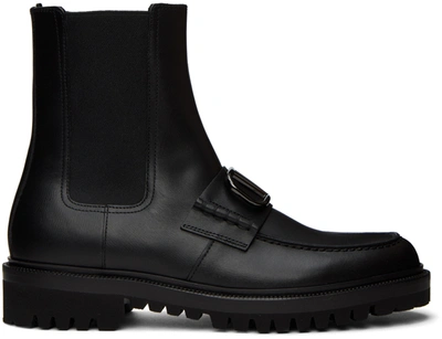 Valentino Garavani Black Vlogo Strap Chelsea Boots