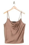 Renee C Cowl Neck Satin Camisole In Dune