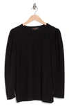 Renee C Long Sleeve Puff Shoulder Top In Black