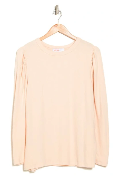 Renee C Long Sleeve Puff Shoulder Top In Pink