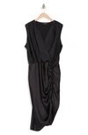 Renee C Ruched Satin Dress In Black