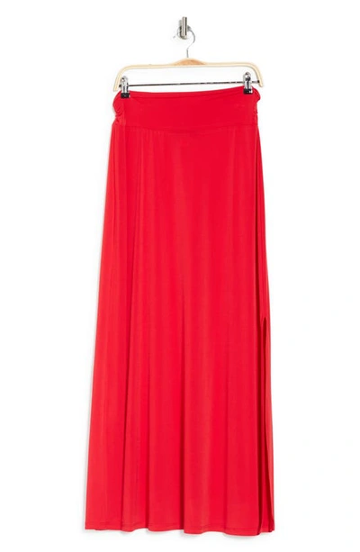 Renee C Front Slit Maxi Skirt In Red