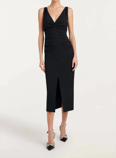 Cinq  Sept Leonna Sleeveless Gathered Midi Dress In Black | ModeSens