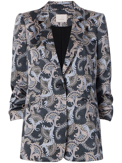 Cinq À Sept Khloe Scrunched-sleeve Plume Blazer In Black