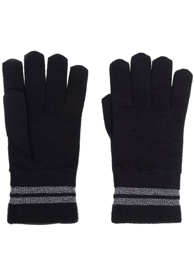 Canada Goose Metallic-stripe Merino-knit Gloves In Black