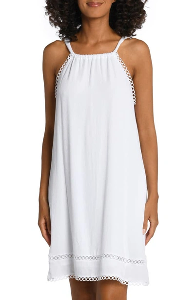 La Blanca Illusion High-neck Mini Dress In White