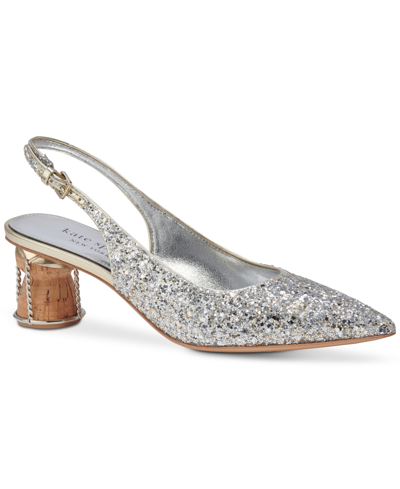 Kate Spade Soiree Slingback Pumps In Gold Silver