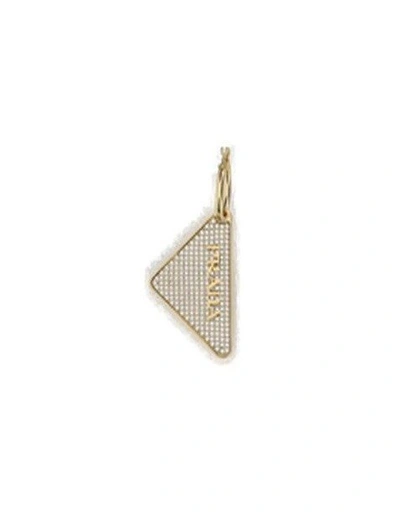 Prada Crystal Logo Jewels Right Earring In Gold