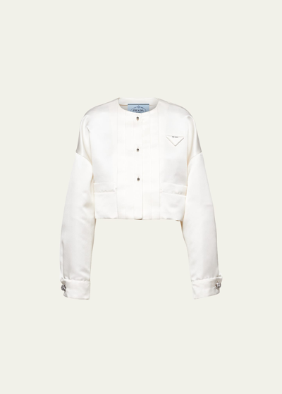 Prada Single-breasted Double Satin Jacket In White