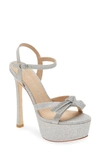 Stuart Weitzman Sw Mga Bow Platform Sandal Womens Leather Open Toe Pumps In Crystal