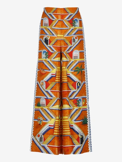 Casablanca Foulard-print Wide-leg Silk Pull-on Trousers In Multicolour