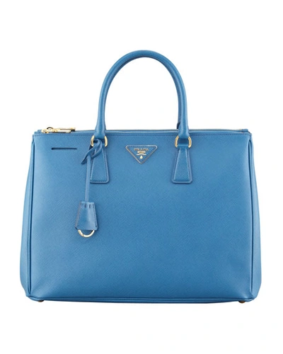 Prada Medium Saffiano Double-zip Executive Tote Bag, Cobalt (cobalto) In Bright Blue