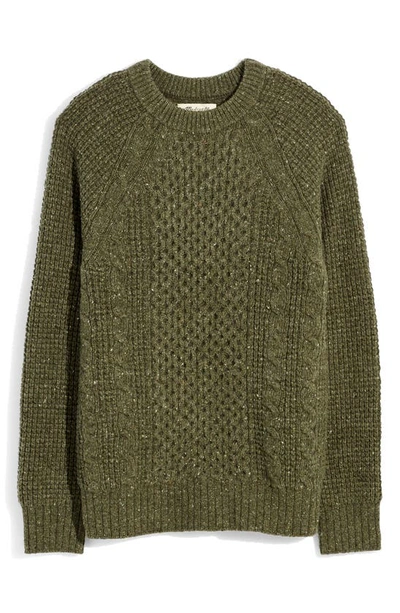 Madewell Cable Knit Fisherman's Sweater In Highland Green Donegal