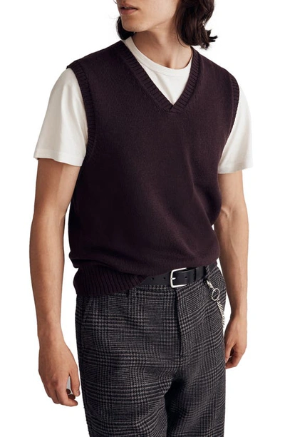 Madewell Wool Blend Sweater Vest In Spiced Raisin