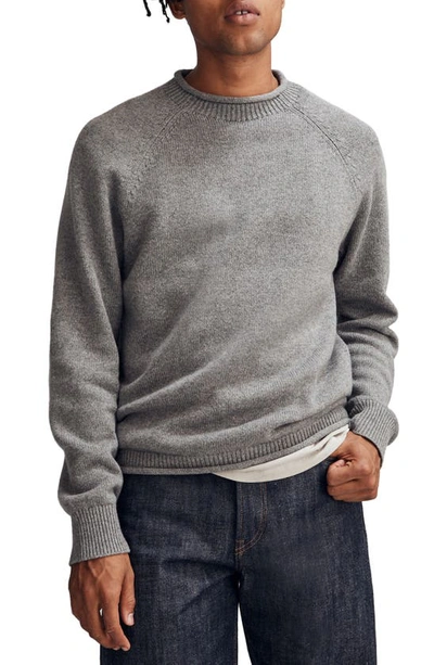 Madewell Rolled Mock Neck Sweater In Heather Pewter
