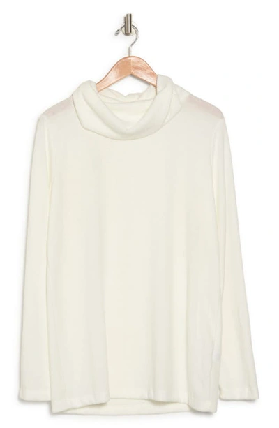 Renee C Brushed Knit Cowl Neck Tunic In Ivory