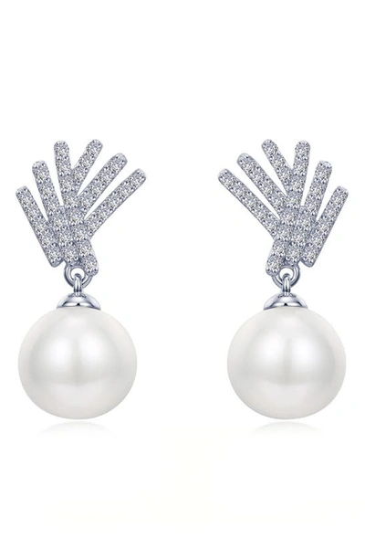 Lafonn Pavé Simulated Diamond Cultured Freshwater Pearl Drop Earrings In White