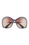 Max Mara 60mm Round Sunglasses In Opal/ Gold/ Brown
